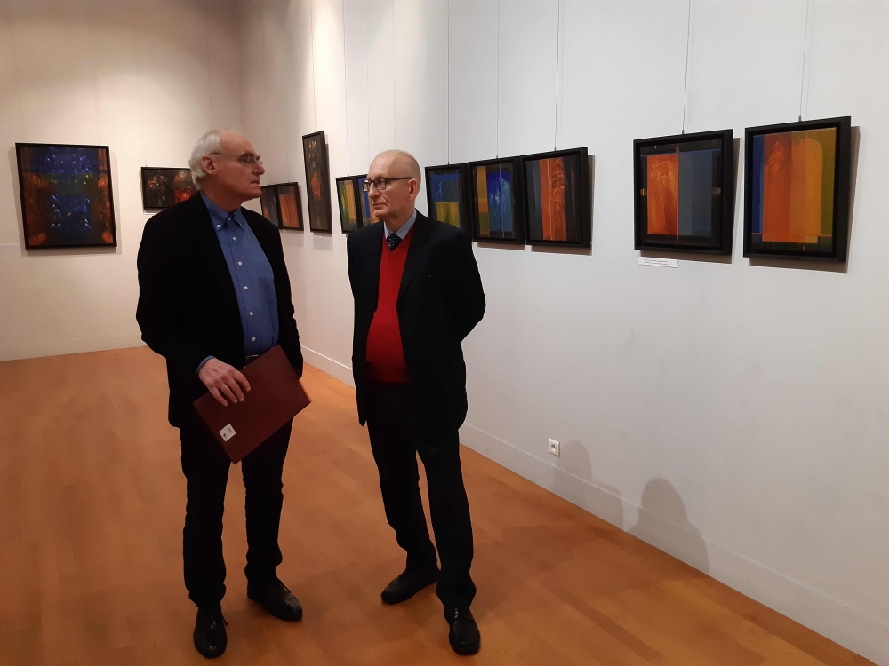 Przed wernisażem prof. M. Tomaszewski i autor wystawy (14,01.2020))