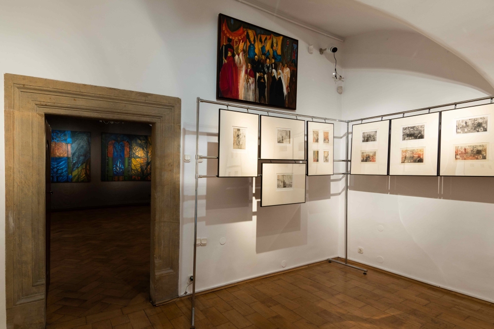 Obraz Funeralia IV, 1985-1986; grafiki z cyklu  Fitness Club, 1998-1999