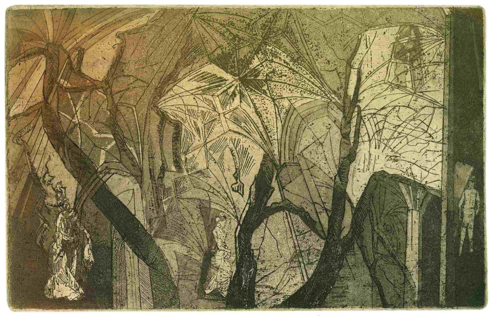 R. Oramus, Katedra Prousta X, 2016-2019; akwaforta akwatinta